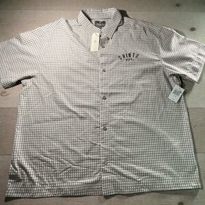 Saints Studio Taupe & Cream Gingham Button UP Short Sleeve Shirt Men’s 3XL